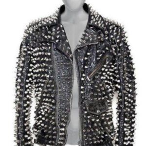 Steampunk rivet leather manual jacket men